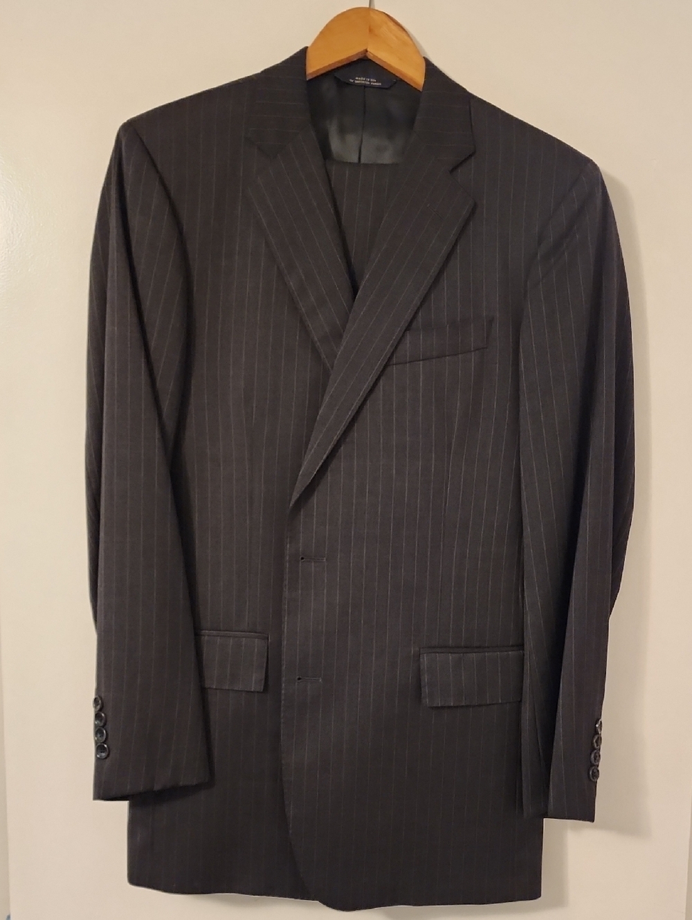 Brooks Brothers 1818 Regent Men's Dark Gray Pinstripe Suit Jacket & Pants 40L/33